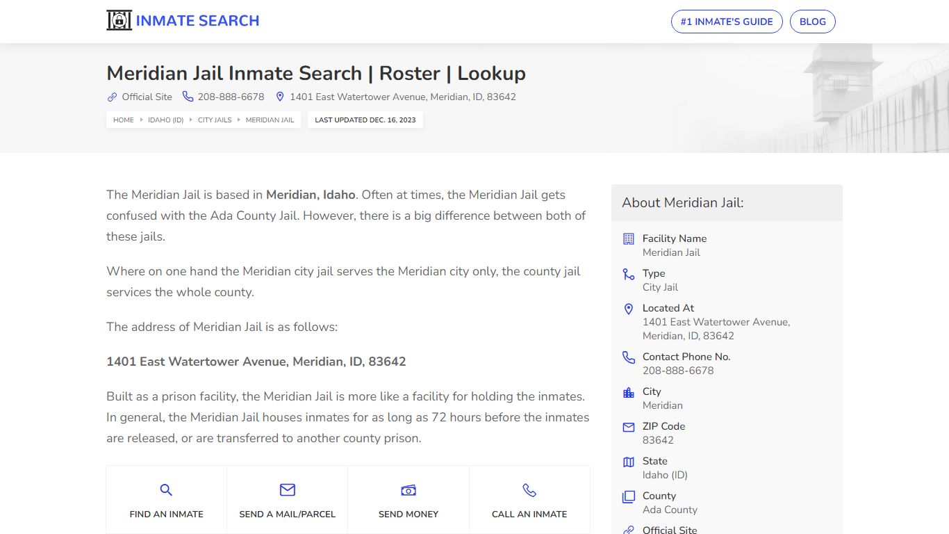 Meridian Jail Inmate Search | Roster | Lookup
